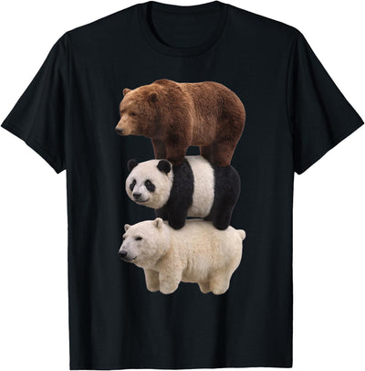 Funny Stacked Bear Panda Polar Bear Animal We Bears Realistic Stacked Bares Meme Animal T-Shirt