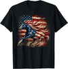 Independence Day Horse Lovers Cowgirls Horse Patriotic Equestrian 4th of July USA American Flag T-Shirt - Black