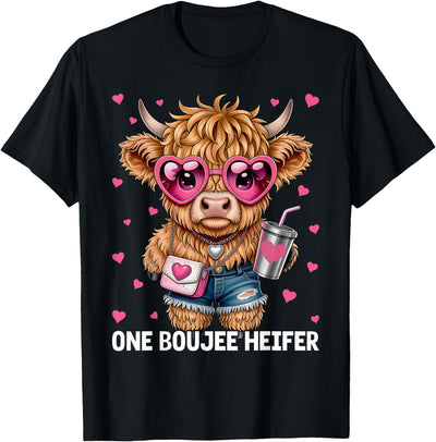 Adorable Highland Cow One Boujee Heifer T-Shirt