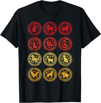 Chinese Zodiac Signs Outfits Co. Zodiac Lunar Signs Happy Chinese New Year Of The Horse 2026 T-Shirt