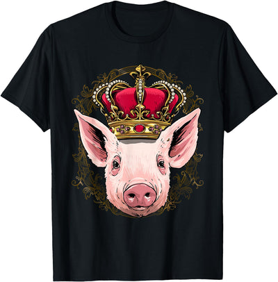 King Pig Wearing Crown - Queen Pig Animal T-Shirt