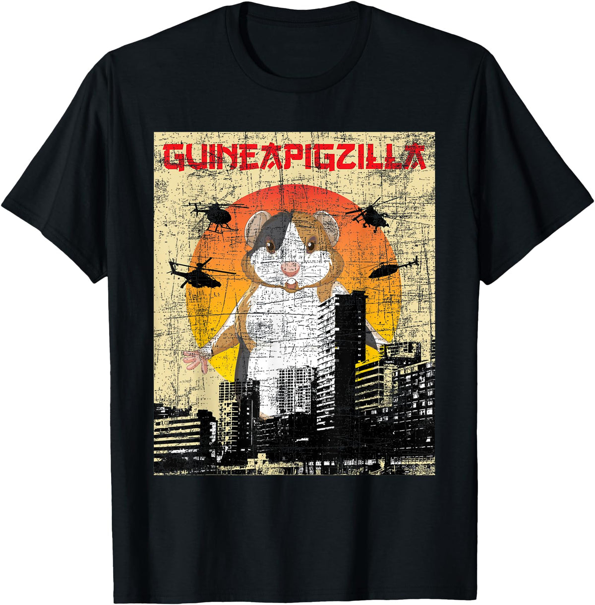 Funny Guinea Pig Shirts Guineapigzilla - Guinea Pig Animal Lover Rodent Pet Owner T-Shirt - Black