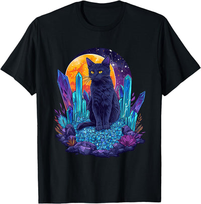 Neko Crystal Forest Healing The Celestial Cat of the Crystal Forest T-Shirt
