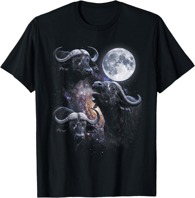 Cow Water Buffalo Design Moon T-Shirt
