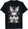 Funny Bunny Face Glasses Bandana Pink Rabbit Happy Easter T-Shirt in Black