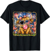 250 Years of Freedom 4th of July Highland Cow Kids Leopard Western Highland Cow 250th Anniversary American Flag T-Shirt -