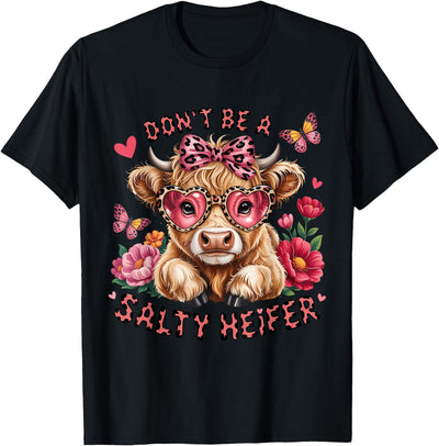 Salty Heifer Cow Lover Funny Highland Cow T-Shirt