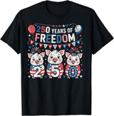 250th Patriotic 250 Years of Freedom 250th America Funny Pigs Patriotic 250 Years of Freedom T-Shirt - Black