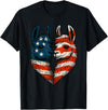 Fourth of July Clothing Co. Patriotic Llamas Heart American Flag 4th of July Graphic T-Shirt - Black