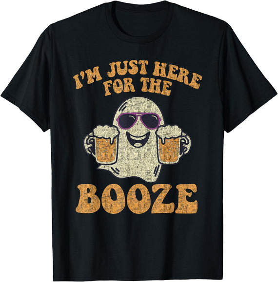 I'm Just Here For The Booze Halloween Beer T-Shirt - Black