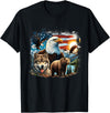 USA Animals Bald Eagles Grizzly Bear Wolf Wilderness Nature T-Shirt - Black
