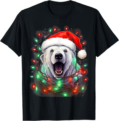 Xmas Polar Bear Tangled Christmas Lights T-Shirt