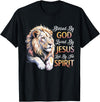 Jesus Lion of Judah Christian Tee. Blessed By God - Loved By Jesus Christian Lion T-Shirt - Black