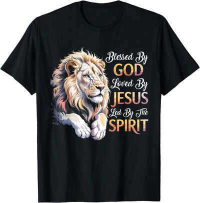Blessed By God - Loved By Jesus Christian Lion T-Shirt