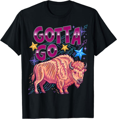 Cow Bison Meme Cute Western Summer Funny Gotta Go Buffalo Retro T-Shirt