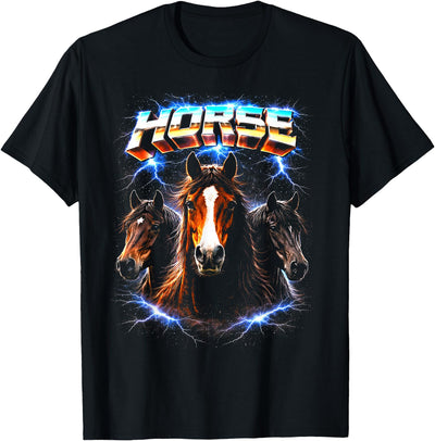 Animal Rock & Roll Graphic Concert Punk Men Women Horse Heavy Metal 80s Animal Rock Music Concert Rock N Roll T-Shirt