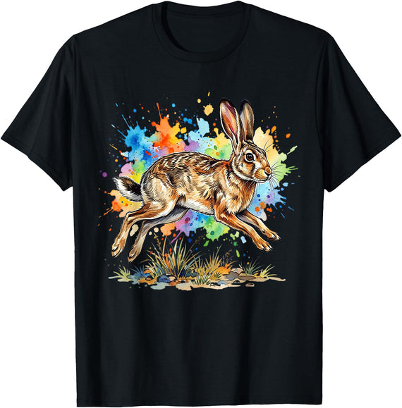 Jackrabbit Rabbit Motif For Men And Women Jackrabbit Rabbit T-Shirt - Black