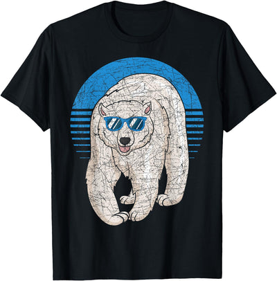 Arctic Animal Lover Cool Sunglasses Retro Polar Bear T-Shirt