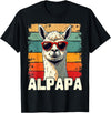 Retro Alpaca and Llama Fan tee for Dads ALPAPA Funny Dad Father's Day Alpaca and Llama Lovers T-Shirt - Black