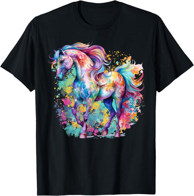 Mandala Bright Colored Arabian Horse Tee Mandala Bright Colored Arabian Horse Flowing Fantasy T-Shirt