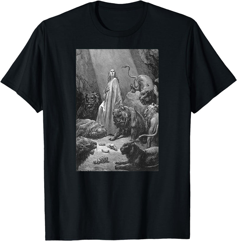 Urban Empyre Gustave Dore Daniel in the Lions Den T-Shirt - Black
