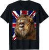 Patriotic Puppies Patriotic Roaring Lion UK Flag Distressed United Kingdom T-Shirt - Black