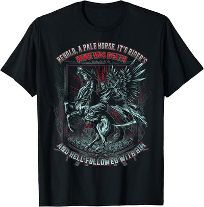Tee Cool Human Pale Horse Rider His Name was Death T-Shirt
