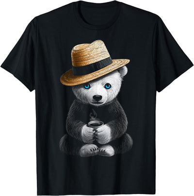 ZoofanatiK Funny Polar Bear Drinking Coffee T-Shirt