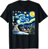 Van Gogh Polar Bear Xmas Tees Christmas Polar Bear Starry Night T-Shirt - Black