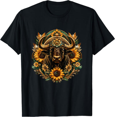 Cow Rustic Buffalo Sunflower Western Boho Majestic Buffalo T-Shirt
