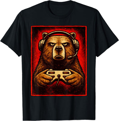 Gamer Bear Graphic Funny Gaming Animal Grizzly Bear Costume T-Shirt