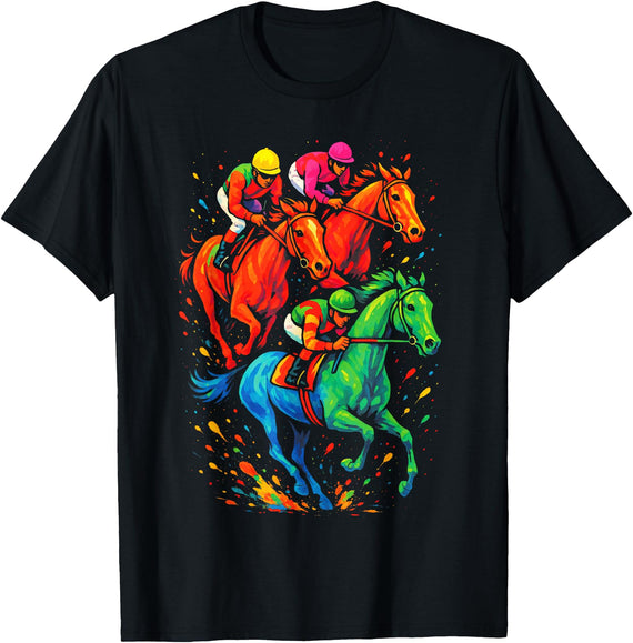 Horse Racing Designs Horse Racing Art - Vintage Derby Lovers T-Shirt - Black