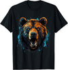 Forest Animal Art Bear Portrait Splash Forest Artwork Animal Lovers Motif T-Shirt - Black