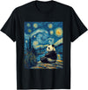 Bear Designs. Cute Panda Bear Van Gogh Style Starry Night Graphic T-Shirt - Black