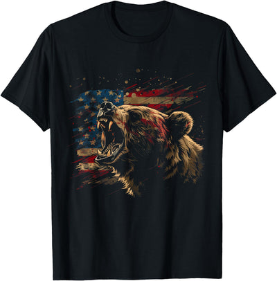 Bear American Flag USA Patriotic Grizzly Bear Lover T-Shirt