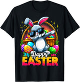 Dabbing Bunny Easter Day Rabbit Happy Easter T-Shirt in Black