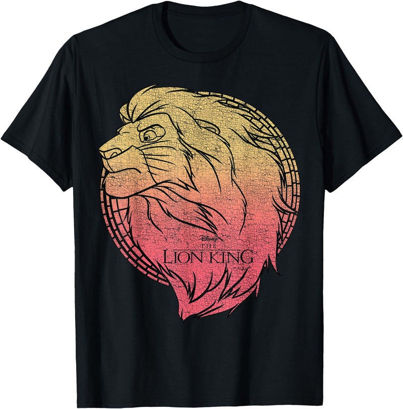 Disney Lion King Simba Gradient Face Portrait T-Shirt - Black