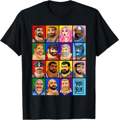 Bobo Bear Colorful Character Grid T-Shirt