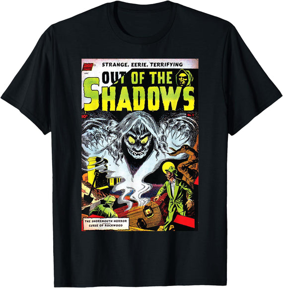Halloween Vintage Horror Comic Book Shop Halloween Horror Vintage Ghost Comic Book Retro Scary T-Shirt - Black