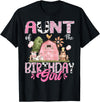 Famer Pink Cow Birthday Matching Tees Aunt Of The Birthday Girl 1St Birthday Pink Cow Farm T-Shirt - Black