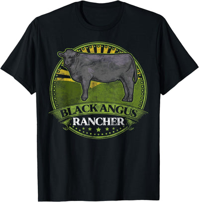 Black Angus Rancher Cow Meat Steak Cattle Bull Farmer Fun T-Shirt