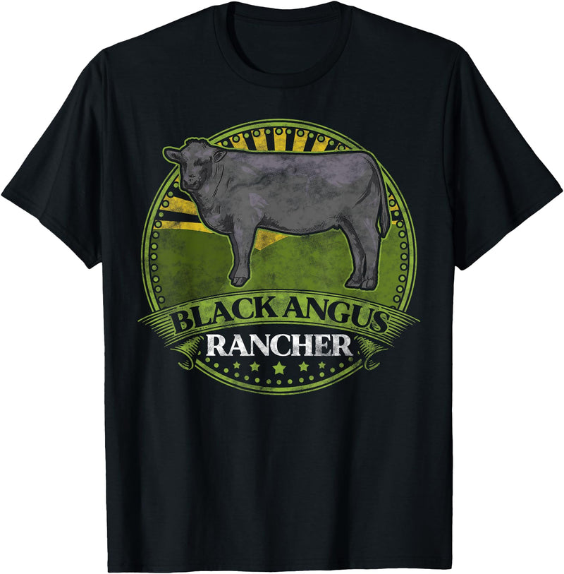 Black Angus Rancher Co. Black Angus Rancher Cow Meat Steak Cattle Bull Farmer Fun T-Shirt - Black