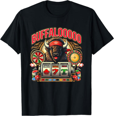 Lucky Buffalo Casino Buffalooooo Slot Machine Gambling Game T-Shirt