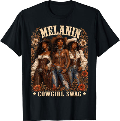 Cowgirl Apparels Women Melanin Cow Girl Cowgirl African T-Shirt