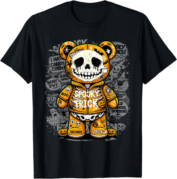 Halloween - Spooky Skeleton Bear Spooky Skeleton Bear Halloween Graffiti Art for Boys and Kid T-Shirt - Black