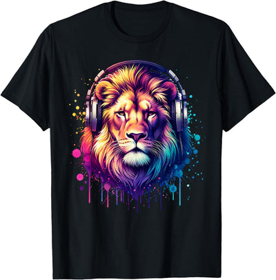 Lion With Headphones T-Shirt