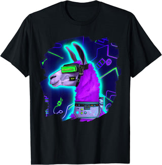 Llama Robot Cyborg Life Apparel Llama Cyborg Robot Llama Cool Artistic Retro Alpacas T-Shirt - Black