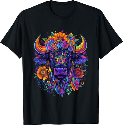 Cow Aesthetic American Buffalo Cute Buffalo Women Girls T-Shirt