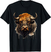 Safari Animal Art Buffalo Animal Print Portrait Bison Nature Artwork T-Shirt - Black