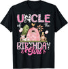 Famer Pink Cow Birthday Matching Tees Uncle Of The Birthday Girl 1St Birthday Pink Cow Farm T-Shirt - Black
